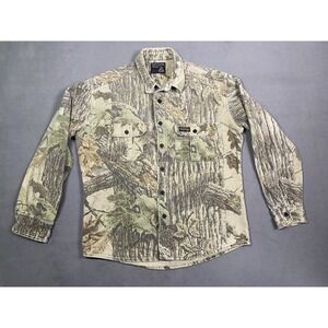 Vintage! Mens Rattlers Brand Realtree Camo Heavy Button Up Shirt Made in USA M